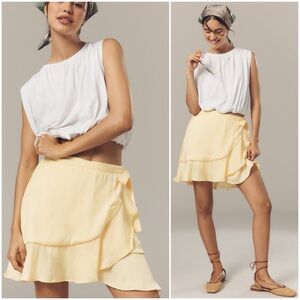 NWT Anthropologie Maeve Ruffle Mini Skirt Yellow.         16